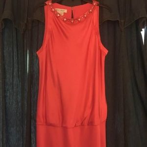 Kay Unger Silk Flapper Dress with Beaded Neck Band